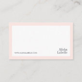Moderne Minimal Blush Pink & White Typographic Visitekaartje (Achterkant)