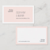 Moderne Minimal Blush Pink & White Typographic Visitekaartje (Voorkant / Achterkant)