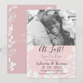 Moderne minimal blush velum bloemenfoto save the date (Voorkant / Achterkant)