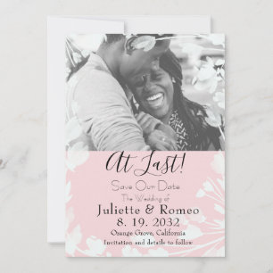 Moderne minimal blush velum bloemenfoto save the date