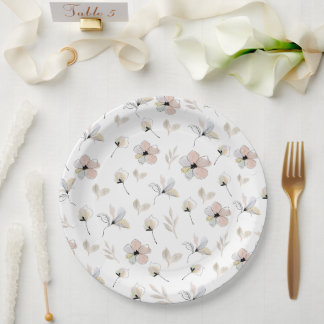 Moderne Minimal Boho Floral Design Papieren Borden Bordje