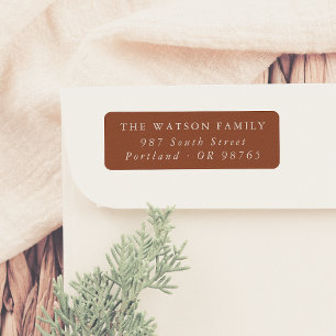 Moderne Minimal Boho Rust Rood Etiket