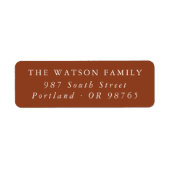 Moderne Minimal Boho Rust Rood Etiket (Voorkant)