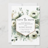 Moderne Minimal Boho Sage Green Wedding Save The Date (Voorkant)