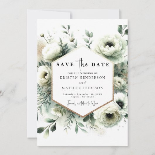 Moderne Minimal Boho Sage Green Wedding Save The Date (Voorkant)