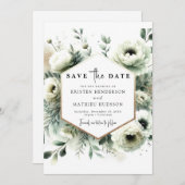 Moderne Minimal Boho Sage Green Wedding Save The Date (Voorkant / Achterkant)