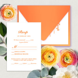 Moderne Minimal Bright Sinaasappel Wedding Maaltij RSVP Kaartje