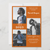 Moderne Minimal Burnt Oranje Foto Afstudeerfeest Kaart (Achterkant)