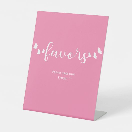 Moderne Minimal Butterfly Calligraphy Favorieten Reclamebord Met Voetstuk (Voorkant)