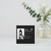 Moderne Minimal Camera Fotograaf Afbeelding Logo Vierkante Visitekaartje (Staand voorkant)