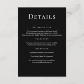 Moderne Minimal Chic Black Wedding Details Informatiekaartje (Voorkant)