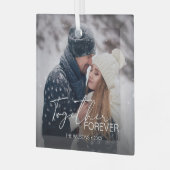 Moderne Minimal Christmas Couple Foto Glas Ornament (Voorkant links)