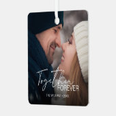 Moderne Minimal Christmas Couple Foto Metalen Ornament (Voorkant links)