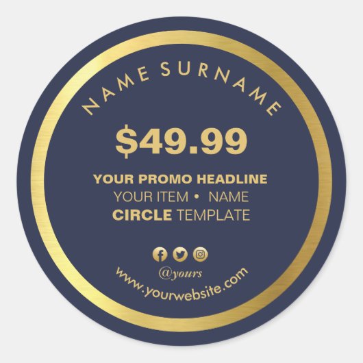 Moderne Minimal Circle Promotionele Marketingprijs Ronde Sticker (Voorkant)