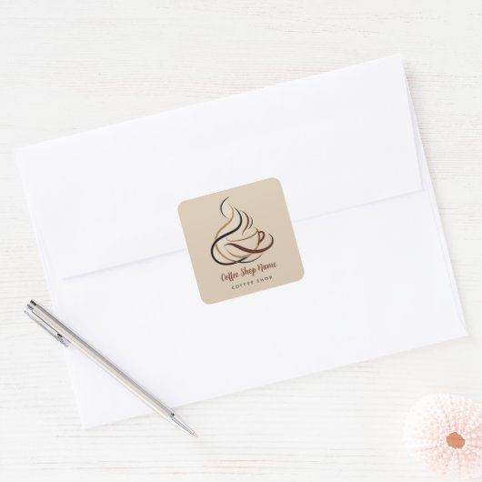 Moderne Minimal Coffee Shop professionele winkel Vierkante Sticker (Envelop)