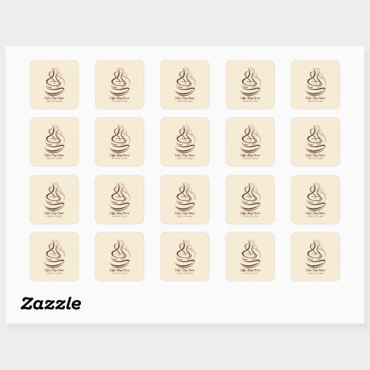 Moderne Minimal Coffee Shop professionele winkel Vierkante Sticker (Vel)