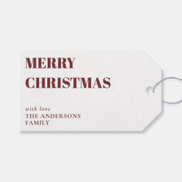 Moderne Minimal Contemporary Red Merry Christmas Cadeaulabel