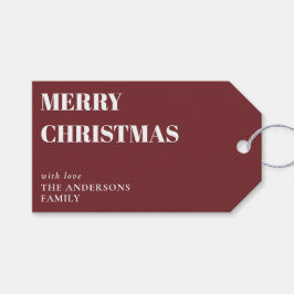 Moderne Minimal Contemporary Red Merry Christmas Cadeaulabel
