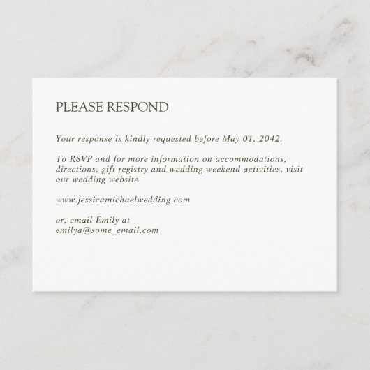 Moderne Minimal Crisp White Wedding RSVP Kaartje (Voorkant)