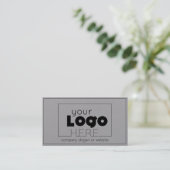 Moderne Minimal Custom Logo Grey Visitekaartjes (Staand voorkant)