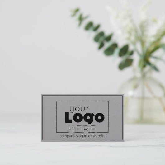 Moderne Minimal Custom Logo Grey Visitekaartjes (Staand voorkant)