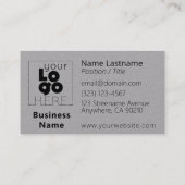 Moderne Minimal Custom Logo Grey Visitekaartjes (Achterkant)
