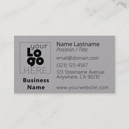 Moderne Minimal Custom Logo Grey Visitekaartjes (Achterkant)