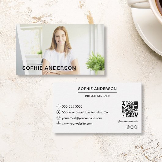 Moderne Minimal Custom Photo Professional Wit Visitekaartje