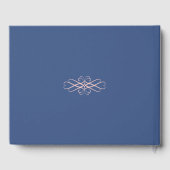 Moderne Minimal Donkerblauw Elegante Swirl Wedding Gastenboek (Achterkant)