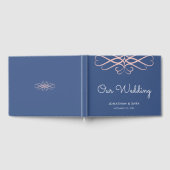 Moderne Minimal Donkerblauw Elegante Swirl Wedding Gastenboek (Volledig)