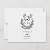 Moderne Minimal Doves Elegant Script Wedding RSVP (Achterkant)