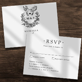 Moderne Minimal Doves Elegant Script Wedding RSVP