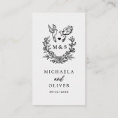 Moderne Minimal Doves & Script Wedding Details Informatiekaartje (Achterkant)