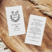 Moderne Minimal Doves & Script Wedding Details Informatiekaartje