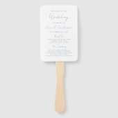 Moderne Minimal Dusty Blue Script Wedding Program Handwaaier (Voorkant)