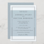 Moderne Minimal Dusty Blue Weeding Kaart (Voorkant / Achterkant)