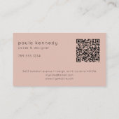 Moderne Minimal Elegant Monogram Roze Blush QR Cod Visitekaartje (Achterkant)