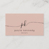 Moderne Minimal Elegant Monogram Roze Blush QR Cod Visitekaartje (Voorkant)