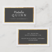 MODERNE MINIMAL elegante gouden rand houtskool gri Visitekaartje (Voorkant / Achterkant)