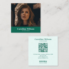 Moderne Minimal Emerald Fotograaf QR Code Foto Vierkante Visitekaartje