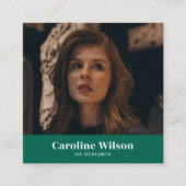 Moderne Minimal Emerald Fotograaf QR Code Foto Vierkante Visitekaartje (Voorkant)