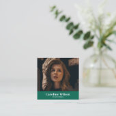 Moderne Minimal Emerald Fotograaf QR Code Foto Vierkante Visitekaartje (Staand voorkant)