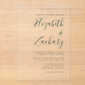 Moderne Minimal Emerald Green Script Wedding Acryl Uitnodigingen (Voorkant)