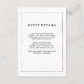 Moderne minimal Faux Roos Gold Border Gast Details Informatiekaartje (Voorkant)