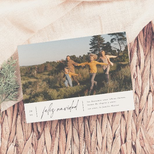 Moderne Minimal Feliz Navidad Spaanse Kerstmis Feestdagenkaart