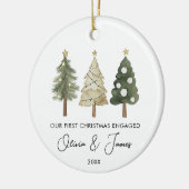 Moderne Minimal First Christmas verloofd Keramisch Ornament (Links)