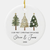 Moderne Minimal First Christmas verloofd Keramisch Ornament (Achterkant)