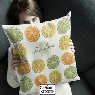 Moderne Minimal Fresh Crochet Citrus Slices Naam Kussen