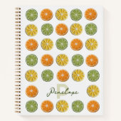 Moderne Minimal Fresh Crochet Citrus Slices Naam Notitieboek (Voorkant)