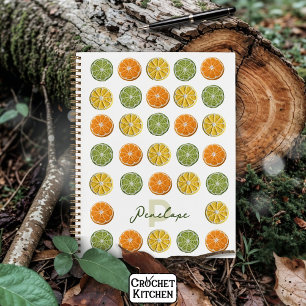 Moderne Minimal Fresh Crochet Citrus Slices Naam Notitieboek